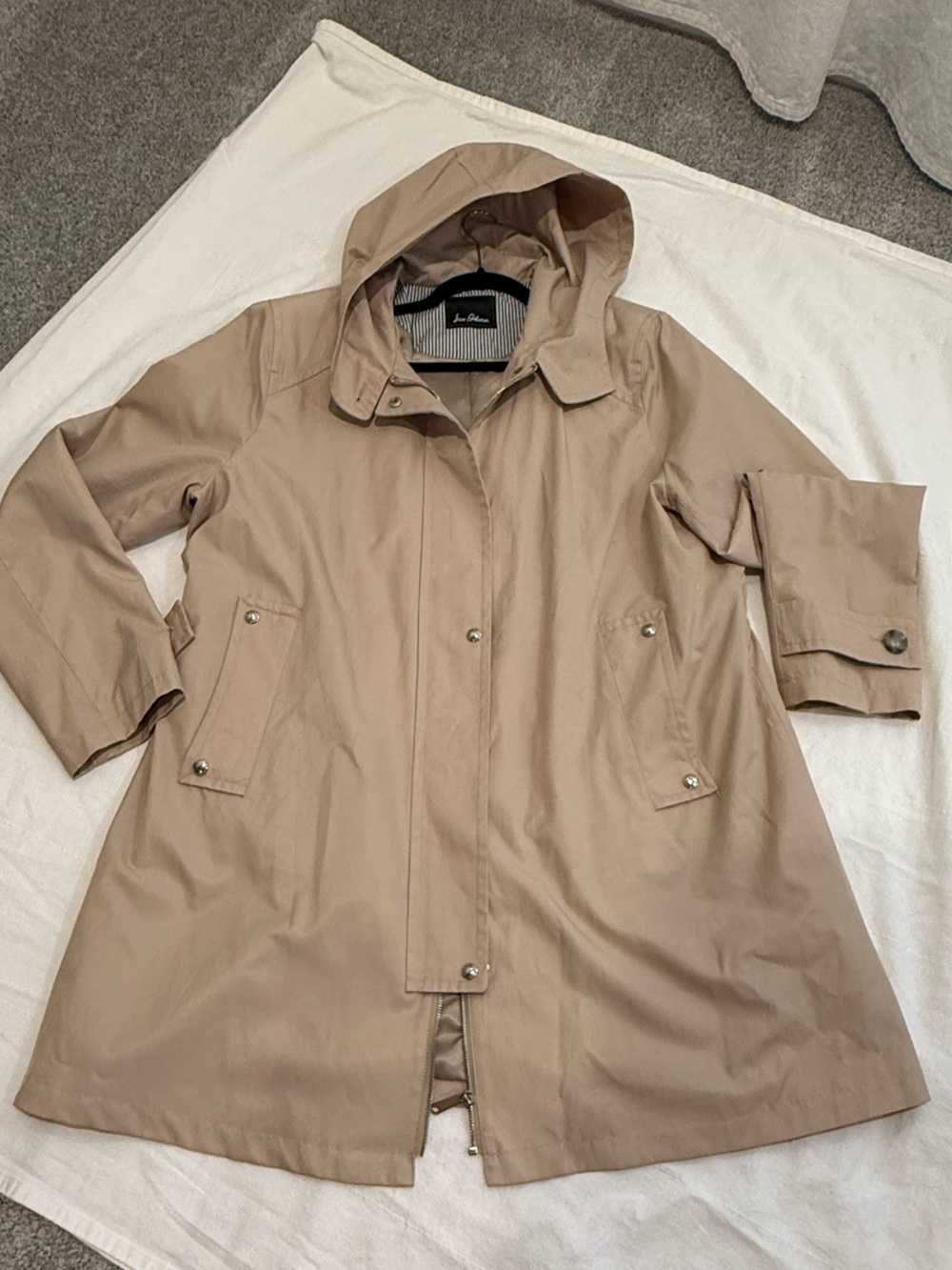 Sam Edelman Beige Water Repellent Hooded Trench Coat Jacket XXL